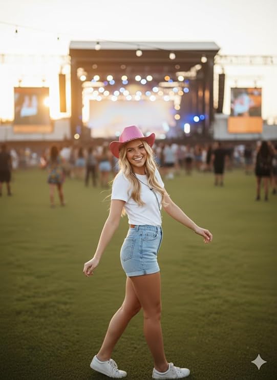 labreeze Pink Glitter Cowboy Hat – Adult Sparkly Western Party Hat
