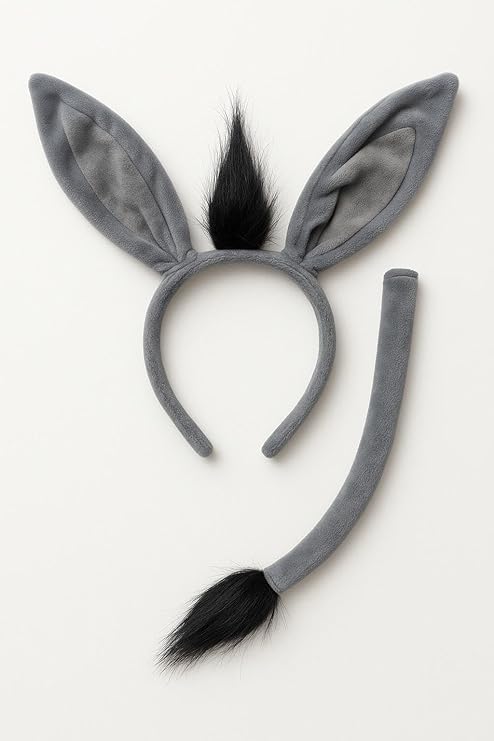 labreeze Kids’ Donkey Costume Set – Donkey Ears & Tail Fancy Dress Accessory Kit for Halloween, Cosplay, Stage, Parties & Themed Events