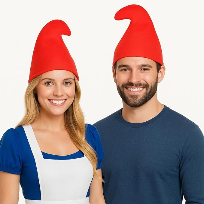 labreeze Pack of 6 Red Gnome Hats – Classic Pointed Fancy Dress Hats for Adults & Kids, Ideal for Christmas, Book Day & Costume Events - Labreeze Ltd
