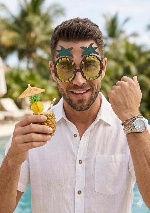 labreeze Pineapple Glasses with Yellow Lenses – Novelty Sunglasses for Summer Parties & Festivals
