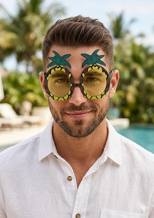 labreeze Pineapple Glasses with Yellow Lenses – Novelty Sunglasses for Summer Parties & Festivals
