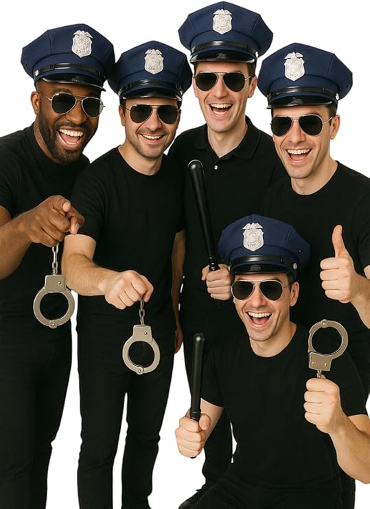 Labreeze Policeman Fancy Dress Costume Accessories Set – 5 Hats, 5 Sunglasses, 3 Handcuffs & 2 Truncheons – Party Pack for Men, Adults, Group Costumes, Halloween, Cosplay - Labreeze Ltd