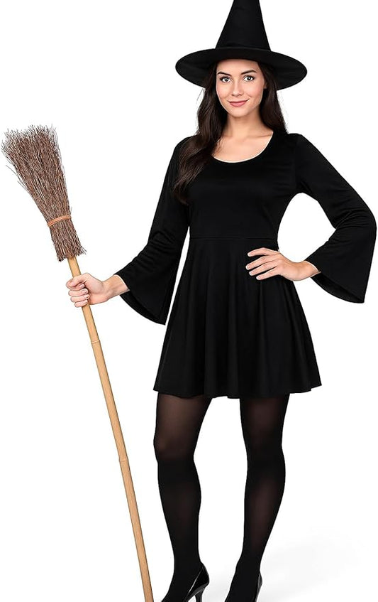 Labreeze Witch Broom Stick – Long Wooden Style Halloween Prop for Adults & Kids – Classic Witch Costume Accessory – Fancy Dress, Horror Party & Decoration