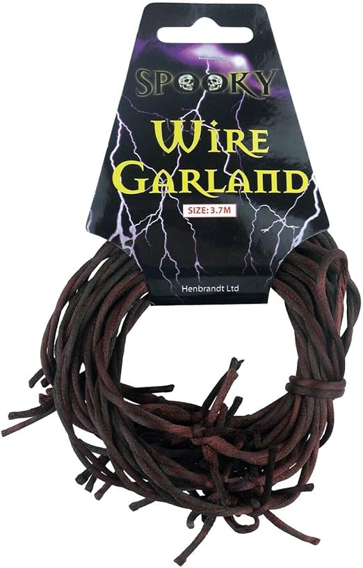 3.6m Rusty Barbed Wire Garland Decoration – Halloween Party Prop, Soft & Safe Fake Barbed Wire for Spooky Indoor and Outdoor Decor