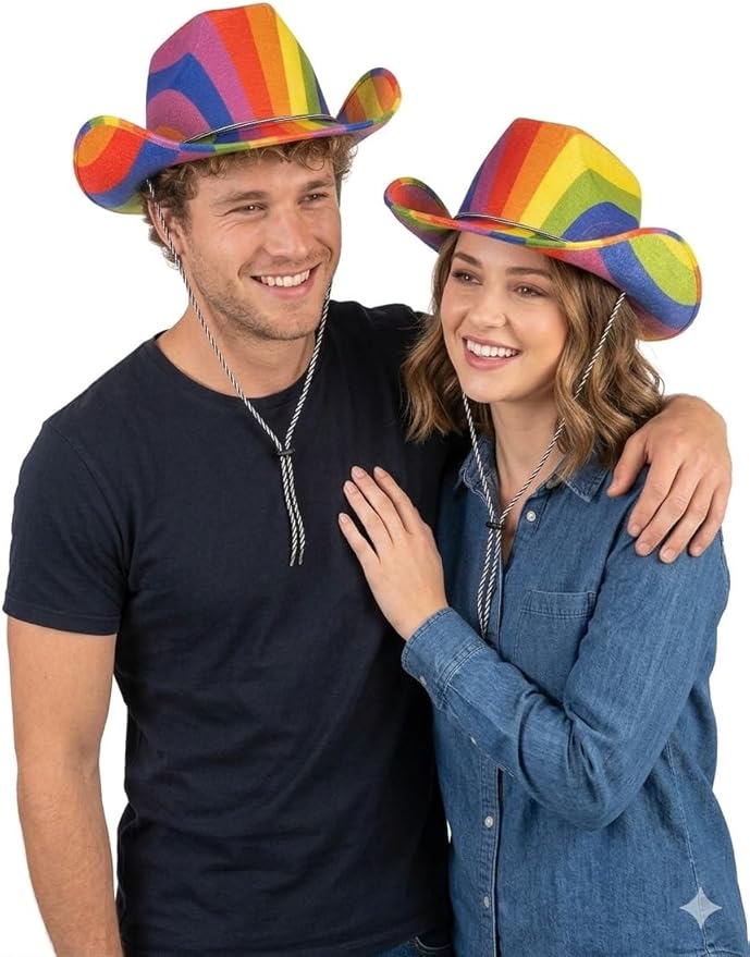labreeze Pride Cowboy Hats for Adults – Rainbow Design Set of 2 Festival & Fancy Dress Hats - Labreeze Ltd