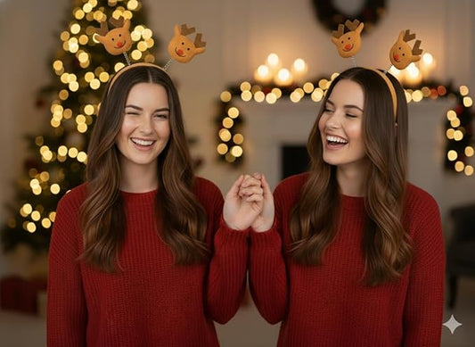 labreeze Christmas Reindeer Head Bopper Headbands – Festive Holiday Party Accessory, Set of 2