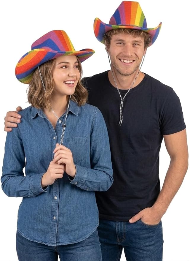 labreeze Pride Cowboy Hats for Adults – Rainbow Design Set of 2 Festival & Fancy Dress Hats - Labreeze Ltd