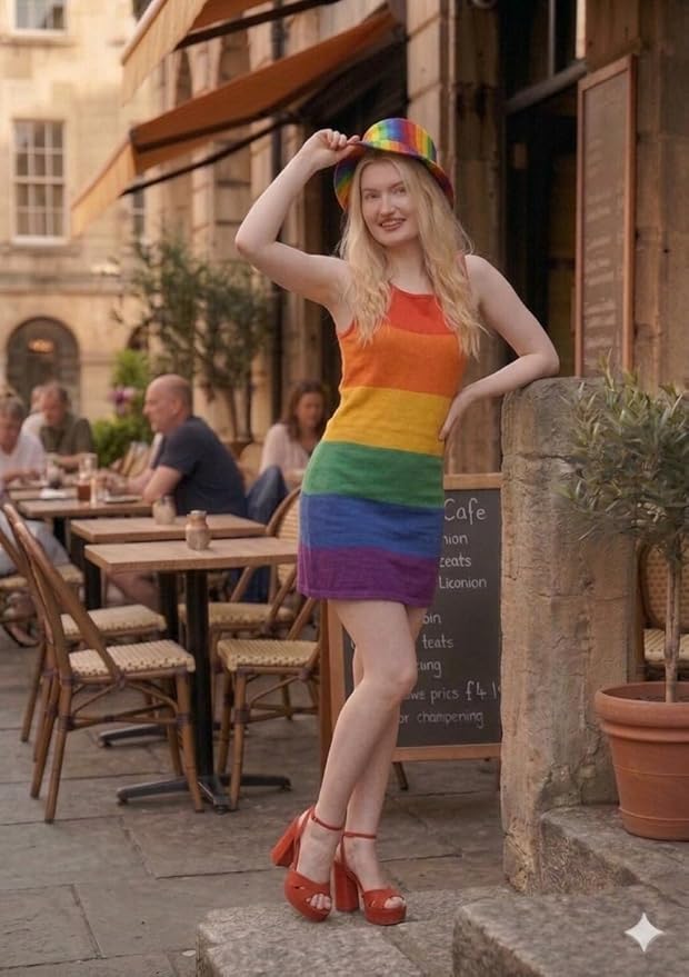 labreeze Pride Rainbow Dress & Bucket Hat Set – Multicolour Adult Festival Fancy Dress Outfit - Labreeze Ltd