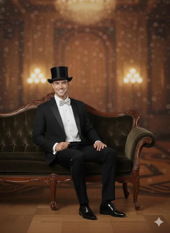 Labreeze Adult Black Velour Top Hat with Silver Sequin Bow – Victorian Dickens Caroler Costume Accessory for Christmas Parties & Theatre