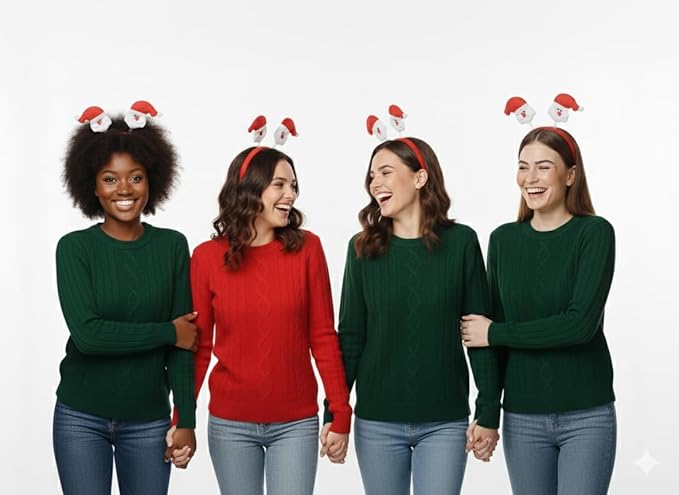 labreeze Christmas Santa Head Bopper Headbands – Wobbling Santa Topper, Holiday Party Accessory, Set of 4