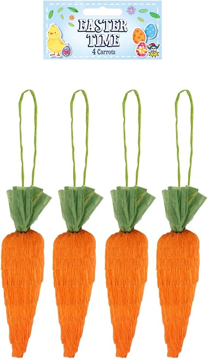 labreeze Children’s Bonnet Hat – DIY Craft Kit with 4 Carrots, Green Paper Rope, 8 Foam Eggs & 8 Glitter Eggs – Kids’ Fancy Dress Hat for Parades & School Competition