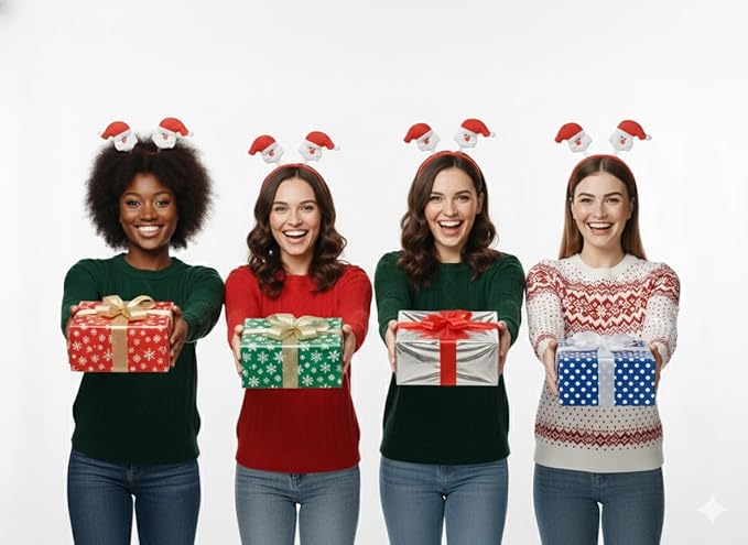labreeze Christmas Santa Head Bopper Headbands – Wobbling Santa Topper, Holiday Party Accessory, Set of 4