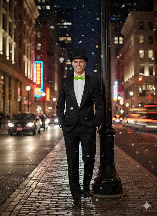 Labreeze Adult Black Velour Top Hat & Green Bow Tie Set – Victorian Dickens Style Christmas Fancy Dress Accessory