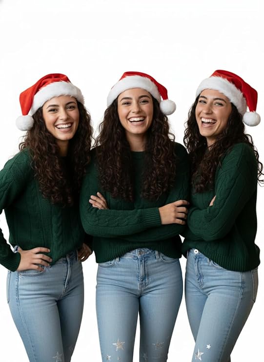 labreeze Set of 3 Deluxe Adult Santa Hats – Red & White Plush Traditional Christmas Style