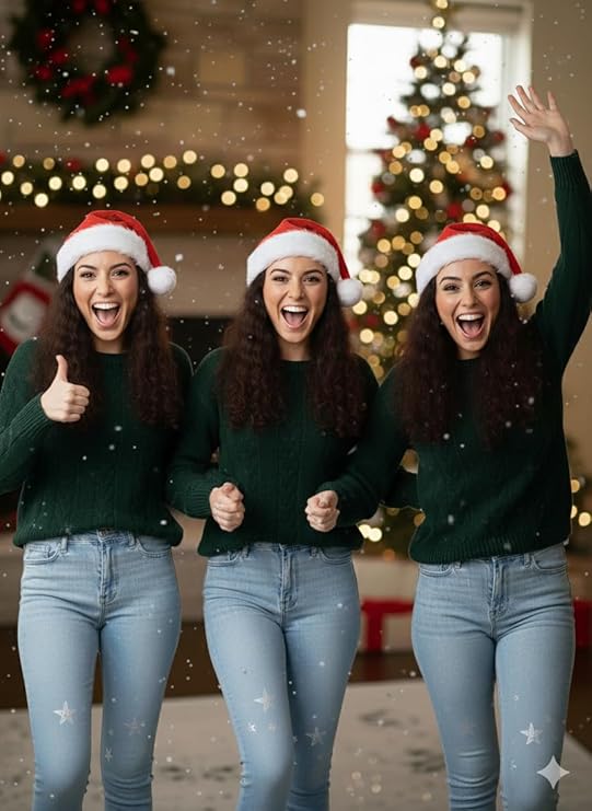 labreeze Set of 3 Deluxe Adult Santa Hats – Red & White Plush Traditional Christmas Style