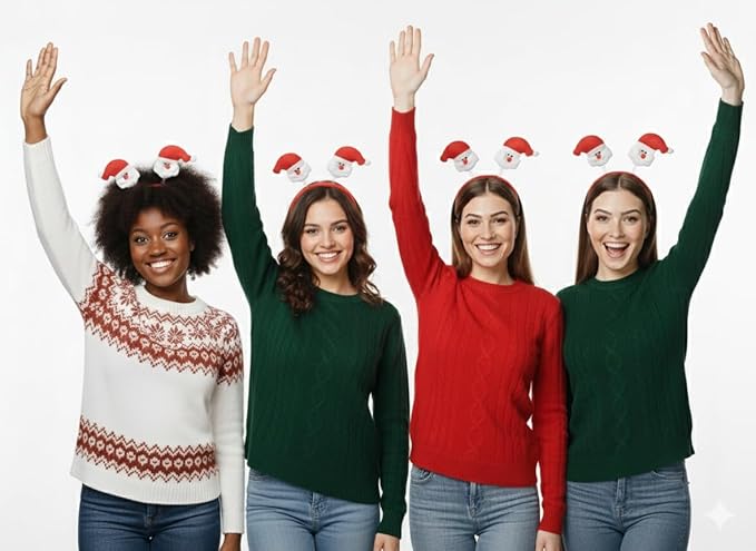 labreeze Christmas Santa Head Bopper Headbands – Wobbling Santa Topper, Holiday Party Accessory, Set of 4