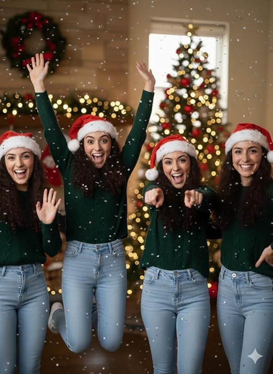 labreeze Set of 4 Deluxe Adult Santa Hats – Red & White Plush Christmas Hats