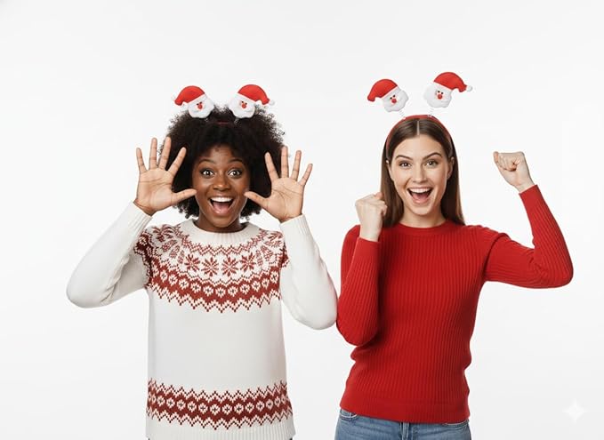 labreeze Christmas Santa Head Bopper Headbands – Festive Party Accessory, Set of 2