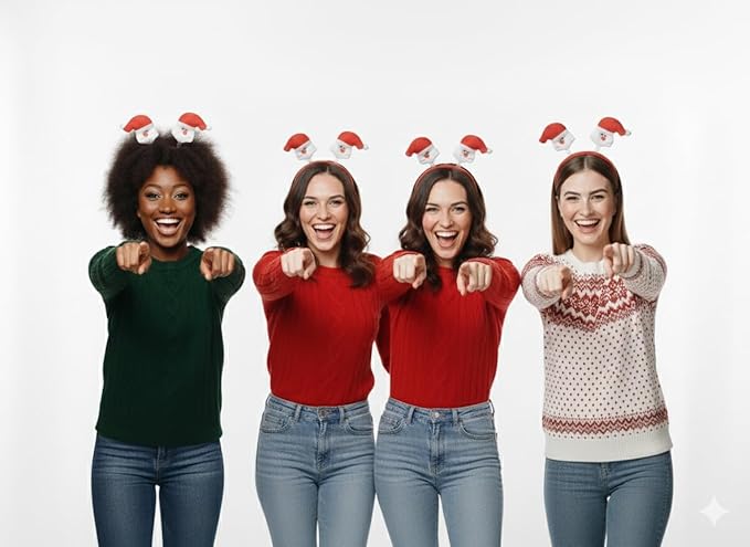 labreeze Christmas Santa Head Bopper Headbands – Wobbling Santa Topper, Holiday Party Accessory, Set of 4