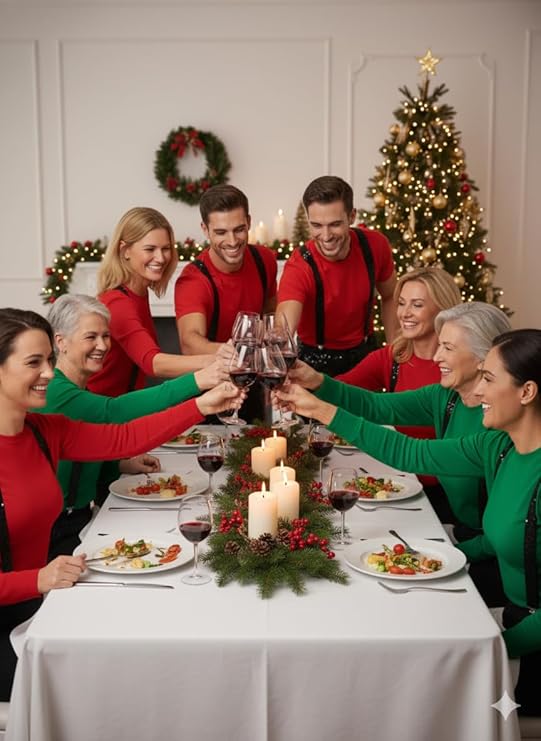 labreeze Pack of 10 Black Sequin Braces – Sparkly Adjustable Suspenders for Christmas