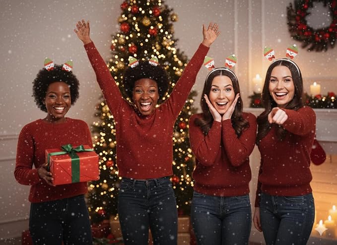 labreeze Christmas Snowman Head Bopper Headbands – Festive Holiday Party Accessories, Set of 4