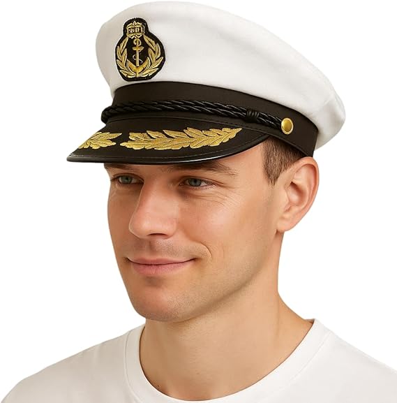 Labreeze Men’s Navy Captain Hat – Adult Sailor Boat Ship Captain Fancy Dress Costume Accessory for Parties, Halloween, Role Play & Nautical Events