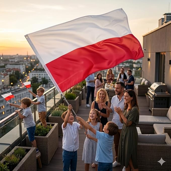 Poland Flag 5ft x 3ft – Polish Polyester National Flag with Metal Eyelets & Double Stitched Seams - Labreeze Ltd