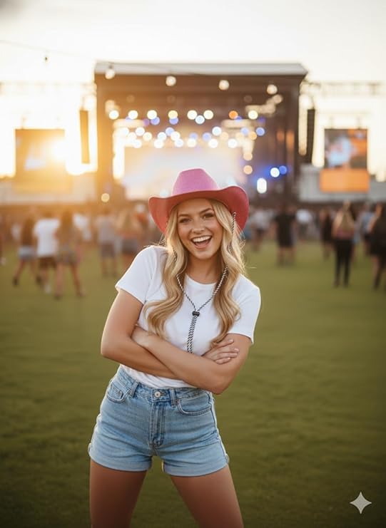 labreeze Pink Glitter Cowboy Hat – Adult Sparkly Western Party Hat