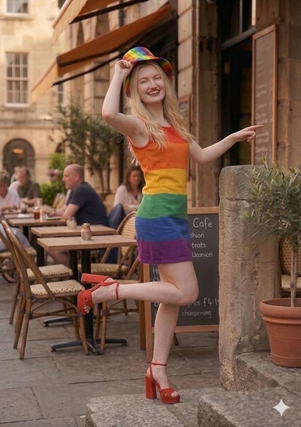 labreeze Pride Rainbow Dress & Bucket Hat Set – Multicolour Adult Festival Fancy Dress Outfit - Labreeze Ltd