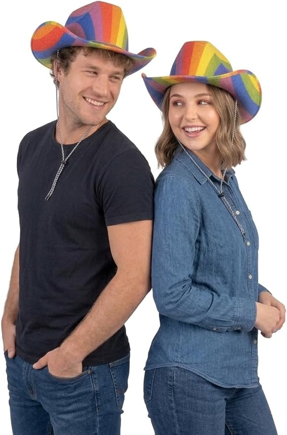 labreeze Pride Cowboy Hats for Adults – Rainbow Design Set of 2 Festival & Fancy Dress Hats - Labreeze Ltd
