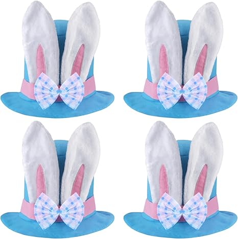 labreeze Children’s Easter Bunny Top Hat – Pack of 4 | Fun Easter Dress-Up Hats for Kids