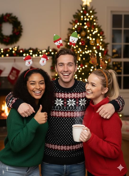 labreeze Christmas Head Bopper Headbands – Set of 3 Assorted Festive Designs with Santa, Snowman and Reindeer