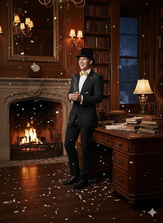 Labreeze Adult Black Velour Top Hat with Gold Sequin Bow – Victorian Christmas Costume Accessory for Fancy Dress & Theatre