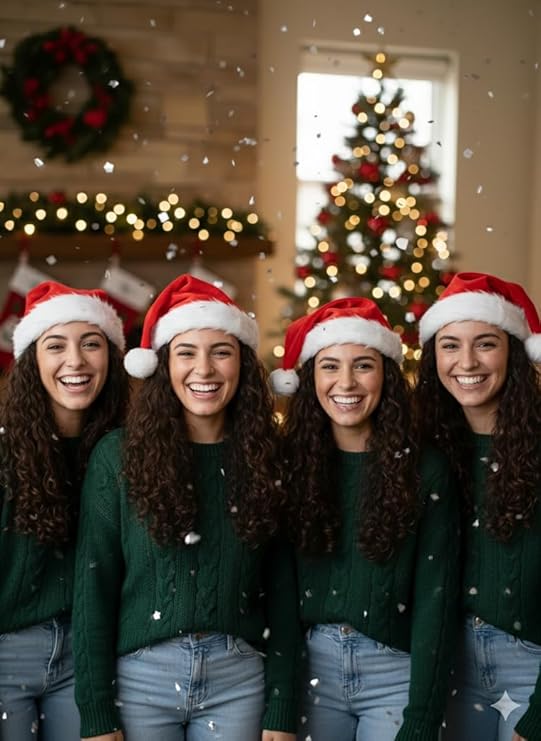 labreeze Set of 4 Deluxe Adult Santa Hats – Red & White Plush Christmas Hats