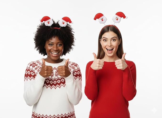 labreeze Christmas Santa Head Bopper Headbands – Festive Party Accessory, Set of 2