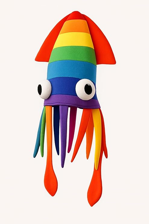 labreeze Rainbow Squid Costume Hat, Novelty Party Hat with Tentacles, 2-Pack