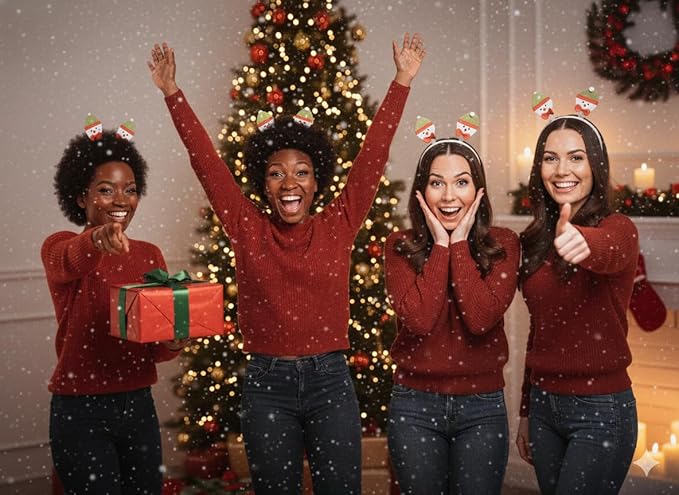 labreeze Christmas Snowman Head Bopper Headbands – Festive Holiday Party Accessories, Set of 4