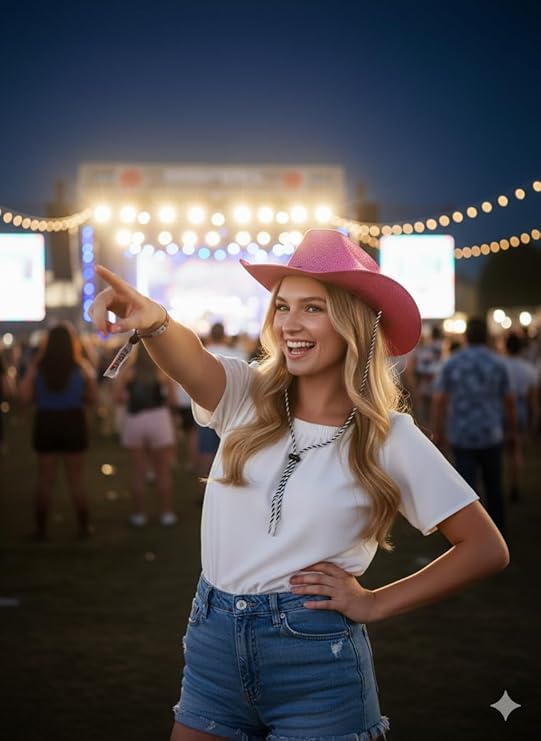 labreeze Pink Glitter Cowboy Hat – Adult Sparkly Western Party Hat