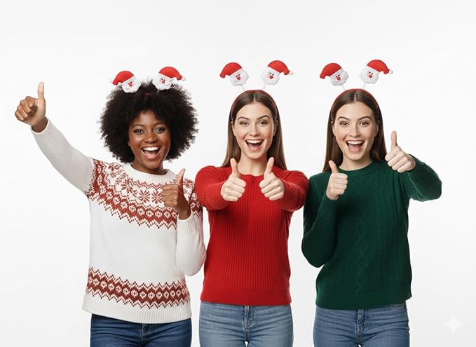 labreeze Christmas Santa Head Bopper Headbands – Festive Party Accessory, Set of 3