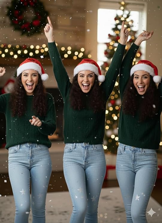 labreeze Set of 3 Deluxe Adult Santa Hats – Red & White Plush Traditional Christmas Style