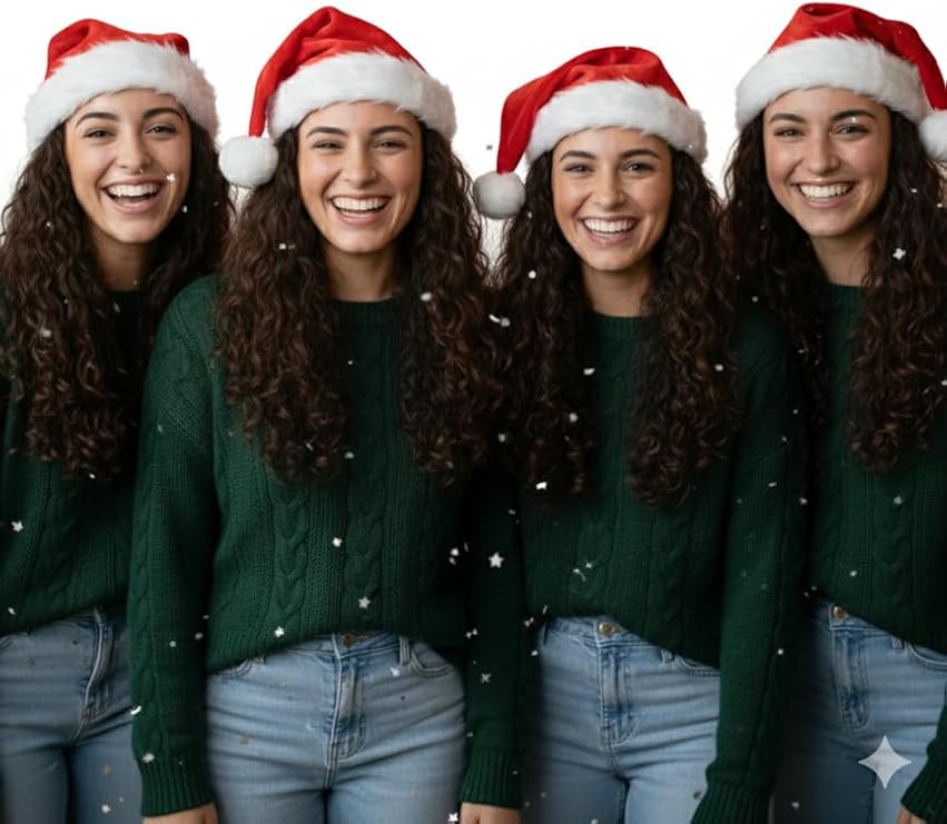 labreeze Set of 4 Deluxe Adult Santa Hats – Red & White Plush Christmas Hats