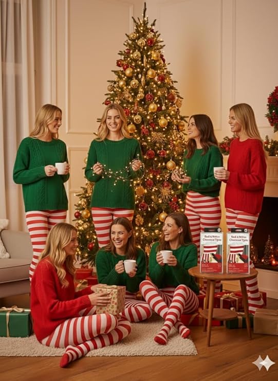 labreeze Pack of 7 Women’s Red and White Christmas Tights – Festive Striped Elf Tights for Holiday Costumes & Seasonal Events
