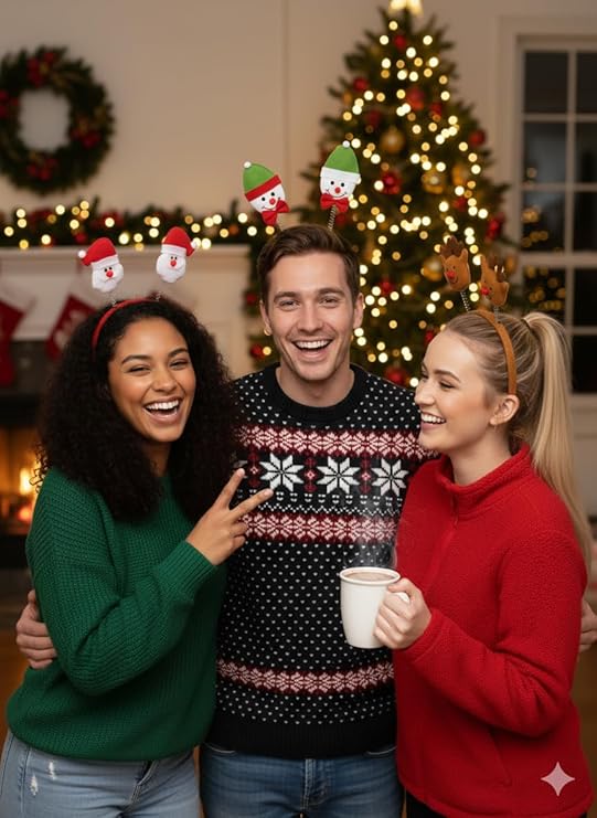 labreeze Christmas Head Bopper Headbands – Set of 3 Assorted Festive Designs with Santa, Snowman and Reindeer