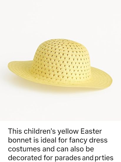 labreeze Children’s Easter Bonnet Hat – Kids’ Fancy Dress Spring Hat for Easter Parade, School Competitions & Holiday Celebrations – Classic Straw Bonnet with Decorations