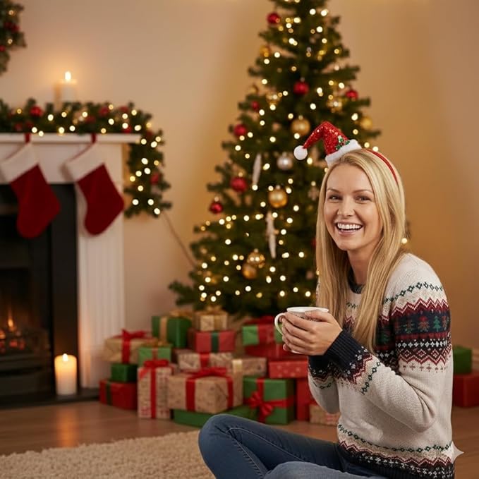 labreeze Mini Santa Hat Headband for Women – Christmas Hair Accessory for Festive Parties