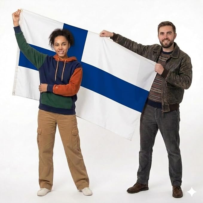 Finland Flag 5ft x 3ft – Finnish Polyester Nordic Cross Flag with Metal Eyelets & Double Stitched Seams - Labreeze Ltd