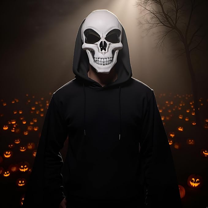 labreeze Adults White Skeleton Mask – Skull Face Halloween Scary Horror Fancy Dress Party Costume Mask