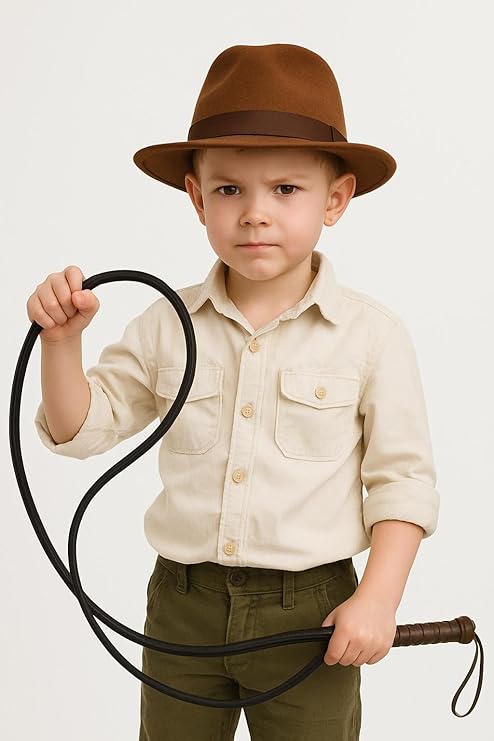 labreeze Kids Explorer Costume Hat and Whip Set, Brown Safari Adventure Outfit Accessories, World Book Day Fancy Dress