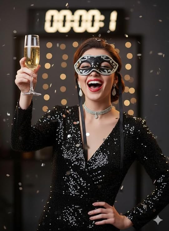 labreeze Black Eye Mask with Silver Trim (Adult) – Elegant Masquerade Mask for New Year, Parties, Halloween, Carnival & Fancy Dress