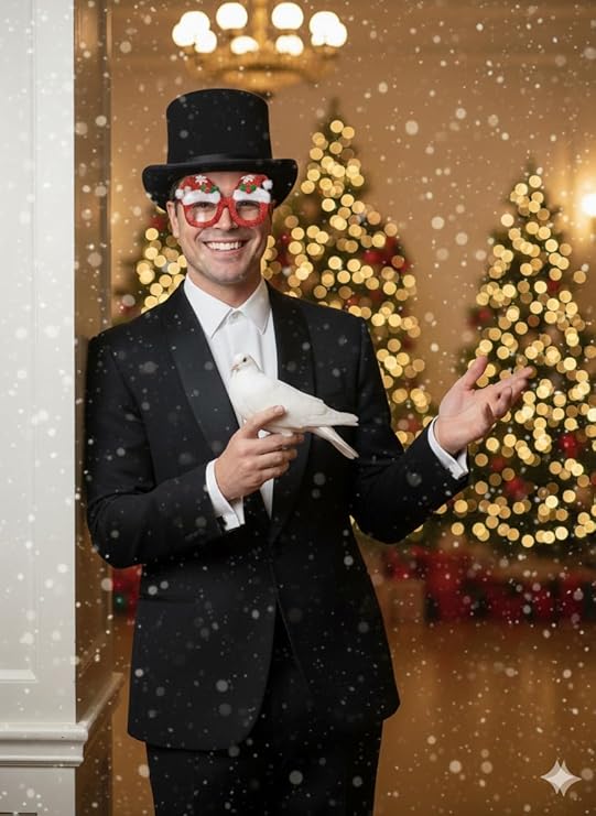 Labreeze Black Velour Top Hat & Novelty Santa Glasses Set – Adult Victorian Dickens Style Festive Accessory